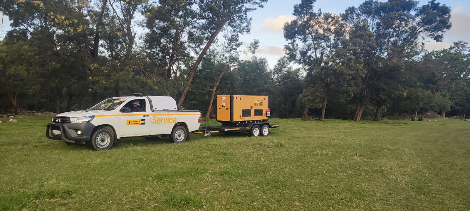 A Cat generator supplied by Barloworld Power, on its trailer at Kromrivier Farm