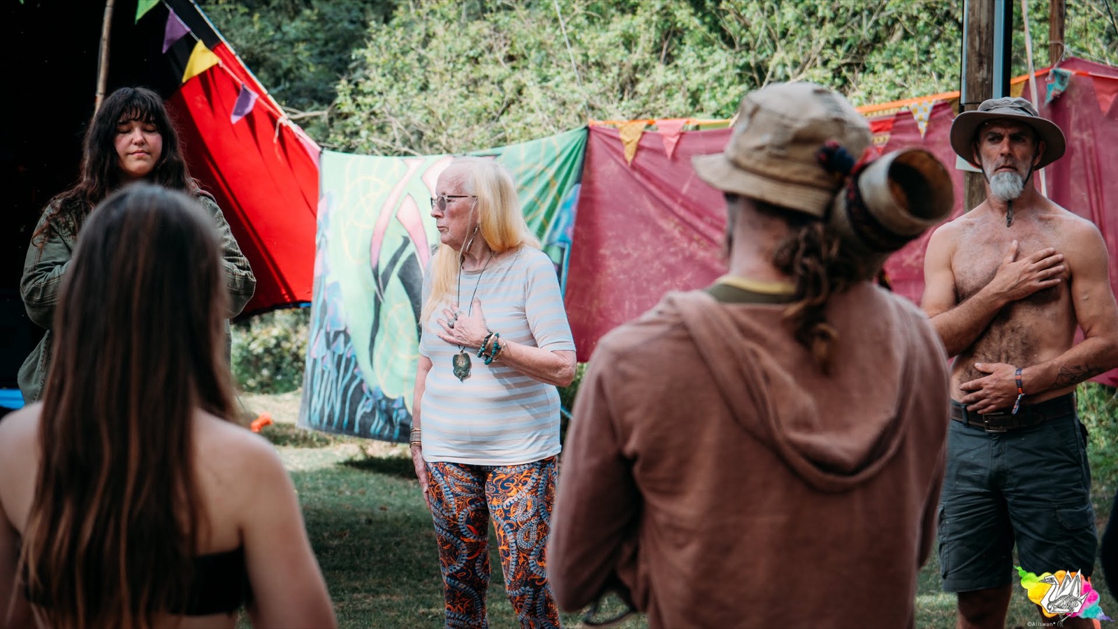 Festival-goers gathered in the shade, Earthdance Cape Town 2025